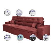 Sofá Austin 2,62m Retrátil, Reclinável com Molas no Assento e Almofadas, Tecido Suede Vermelho - 3