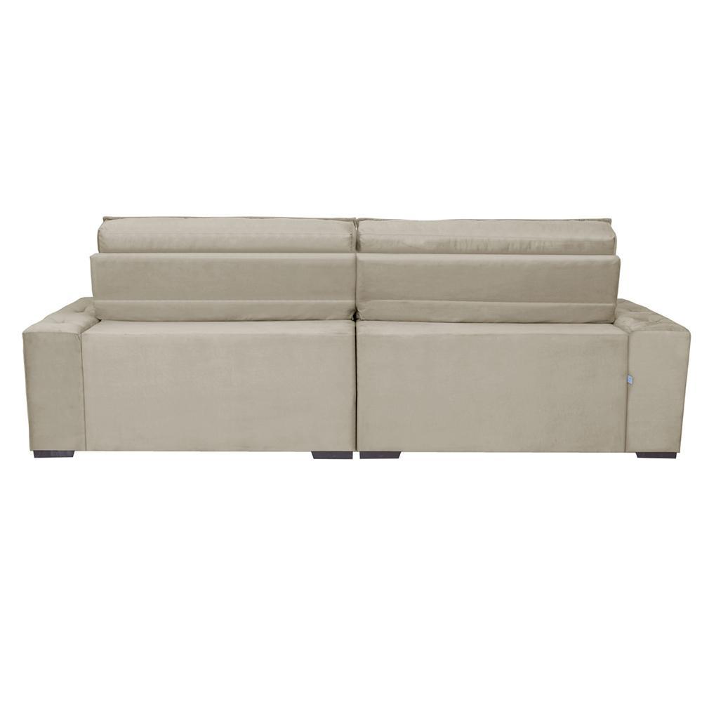 Sofá Austin 2,42m Retrátil, Reclinável com Molas no Assento e Almofadas, Tecido Suede Bege - 5