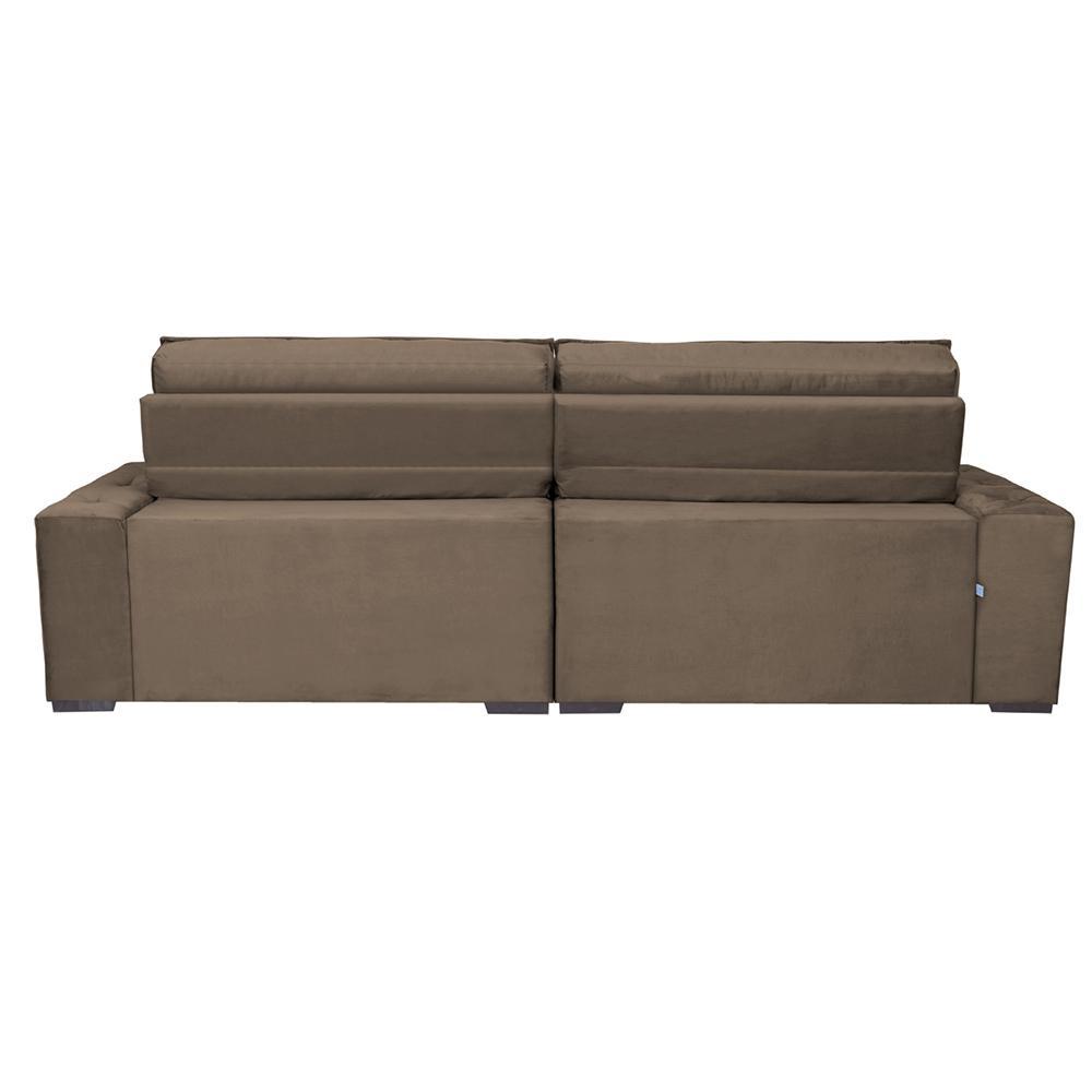 Sofá Austin 2,62m Retrátil, Reclinável com Molas no Assento e Almofadas, Suede Café Cama inBox - 5