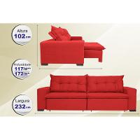 Sofá Austrália 2,32 Mts Retrátil, Reclinável Com Molas e Pillow no Assento Tecido Suede Vermelho - 2