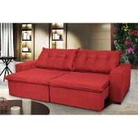 Sofá Austrália 3,12 Mts Retrátil, Reclinável Com Molas e Pillow no Assento Tecido Suede Vermelho - 1