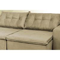 Sofá Austrália 2,32 Mts Retrátil, Reclinável Com Molas e Pillow no Assento Tecido Suede Castor - 2