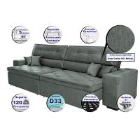 Sofá Austin 2,82m Retrátil, Reclinável com Molas no Assento e Almofadas, Suede Grafite Cama inBox - 8