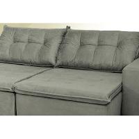 Sofá Austrália 2,72 Mts Retrátil, Reclinável Com Molas e Pillow no Assento Tecido Suede Cinza - 4