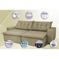Sofá Austrália 2,72 Mts Retrátil, Reclinável Com Molas e Pillow no Assento Tecido Suede Castor - 3