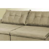 Sofá Austrália 2,72 Mts Retrátil, Reclinável Com Molas e Pillow no Assento Tecido Suede Castor - 4