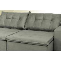 Sofá Austrália 2,12 Mts Retrátil, Reclinável Com Molas e Pillow no Assento Tecido Suede Cinza - 4