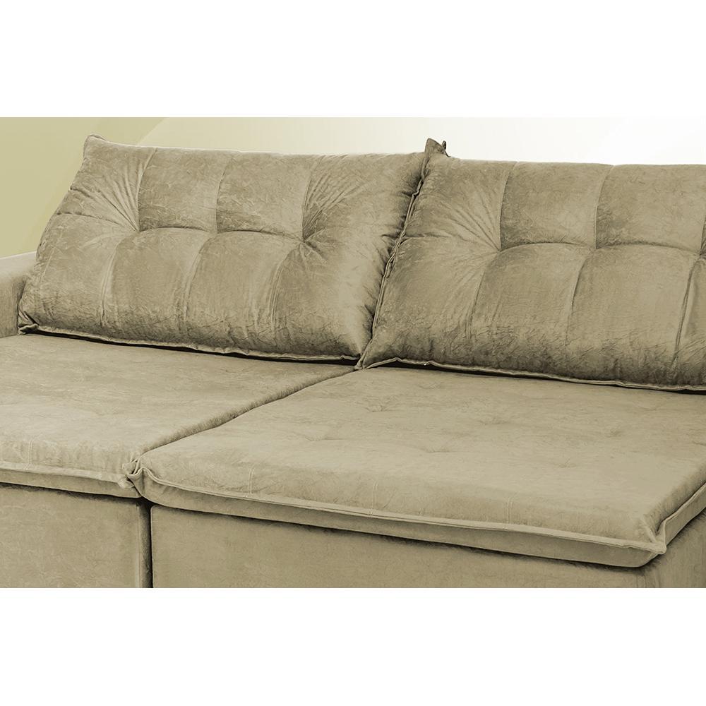 Sofá Austrália 2,12 Mts Retrátil, Reclinável Com Molas e Pillow no Assento Tecido Suede Castor - 4