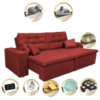 Sofá Cairo 1,82m Retrátil, Reclinável Tecido Suede Vermelho - 3