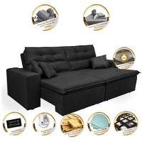 Sofá Cairo 1,82m Retrátil, Reclinável Tecido Suede Preto - 3