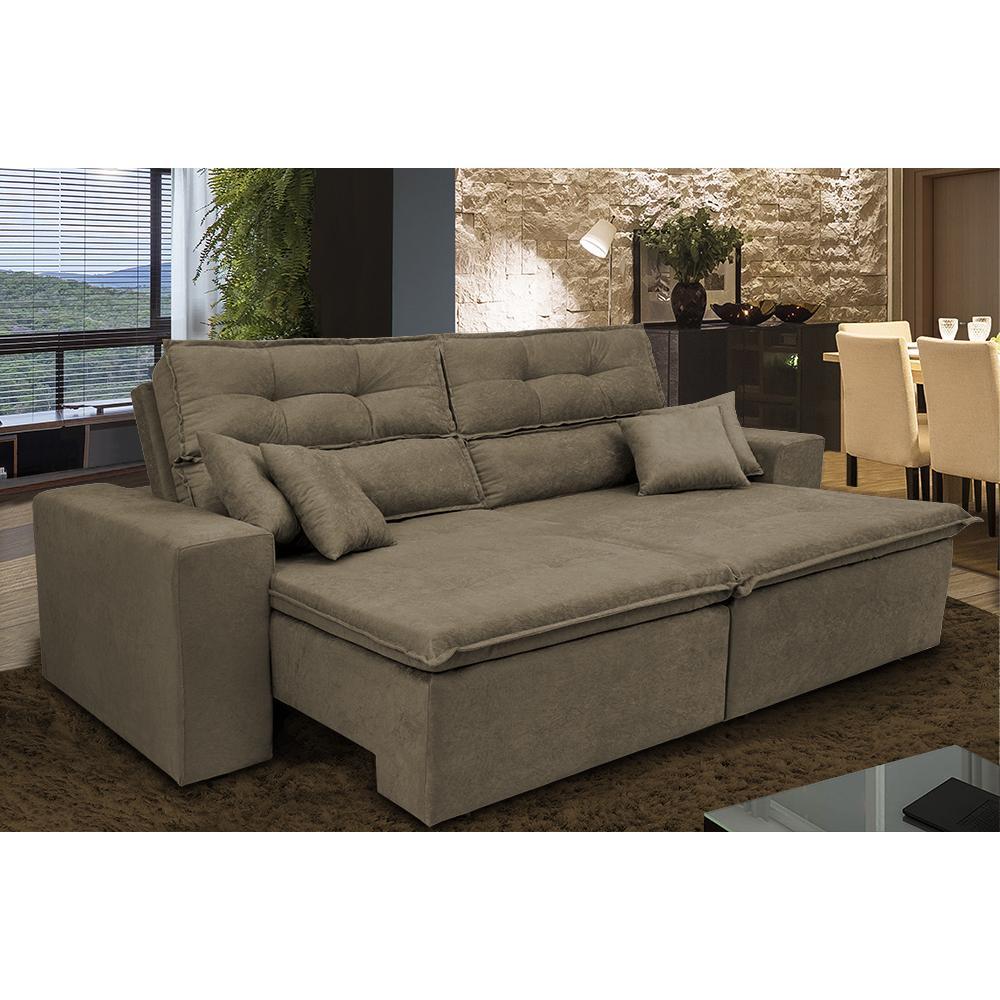 Sofá Cairo 1,82m Retrátil, Reclinável Tecido Suede Castor - 1