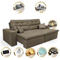 Sofá Cairo 1,82m Retrátil, Reclinável Tecido Suede Castor - 3