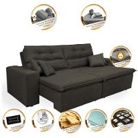 Sofá Cairo 1,82m Retrátil, Reclinável Tecido Suede Café - 3