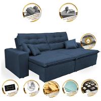 Sofá Cairo 1,82m Retrátil, Reclinável Tecido Suede Azul Cama inBox - 3