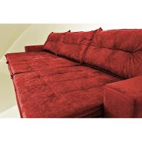 Sofá Austrália 4,12 Mts Retrátil, Reclinável Com Molas e Pillow no Assento Tecido Suede Vermelho - 4