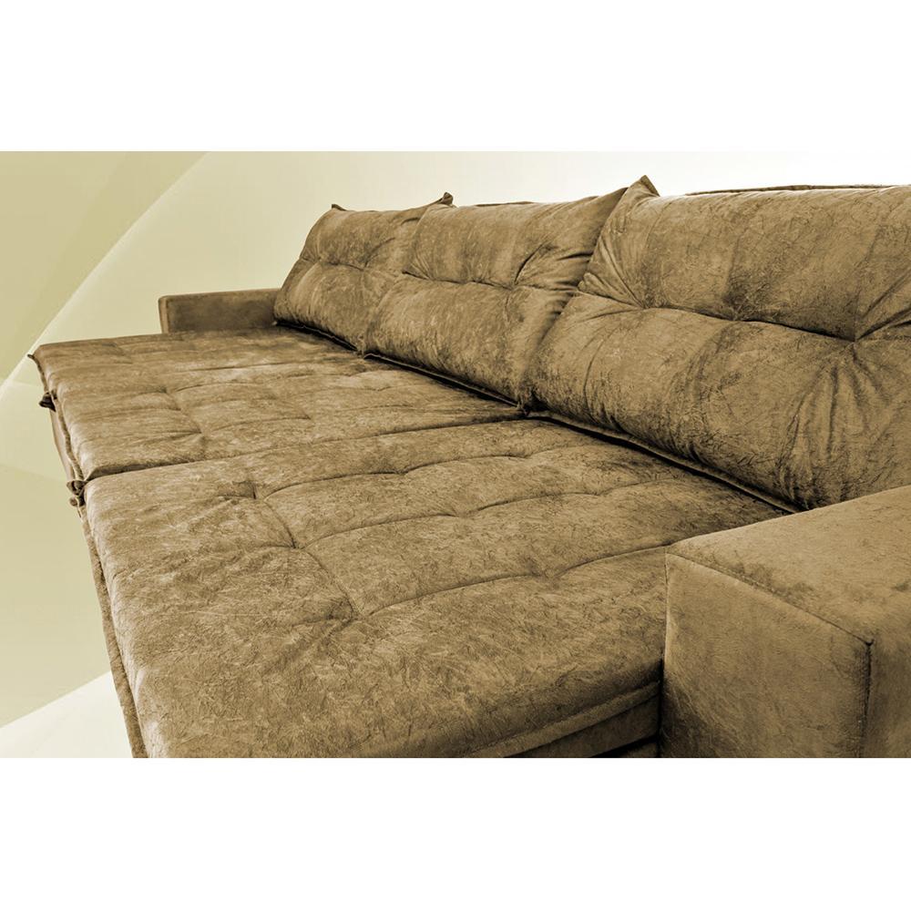 Sofá Austrália 3,82 Mts Retrátil, Reclinável Com Molas e Pillow no Assento Tecido Suede Castor - 4