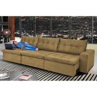 Sofá Austrália 3,82 Mts Retrátil, Reclinável Com Molas e Pillow no Assento Tecido Suede Castor - 1