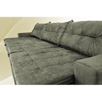 Sofá Austrália 3,82 Mts Retrátil, Reclinável Com Molas e Pillow no Assento Tecido Suede Cinza - 1