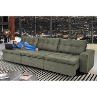 Sofá Austrália 3,82 Mts Retrátil, Reclinável Com Molas e Pillow no Assento Tecido Suede Cinza - 5