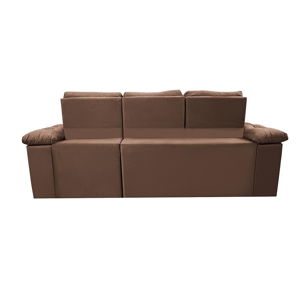 Sofa Itália 2,60 Mts Retrátil e Reclinavel Tecido Suede Castor - Cama InBox - 6