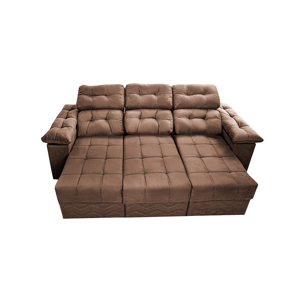 Sofa Itália 2,80 Mts Retrátil e Reclinavel Tecido Suede Castor - Cama InBox - 5