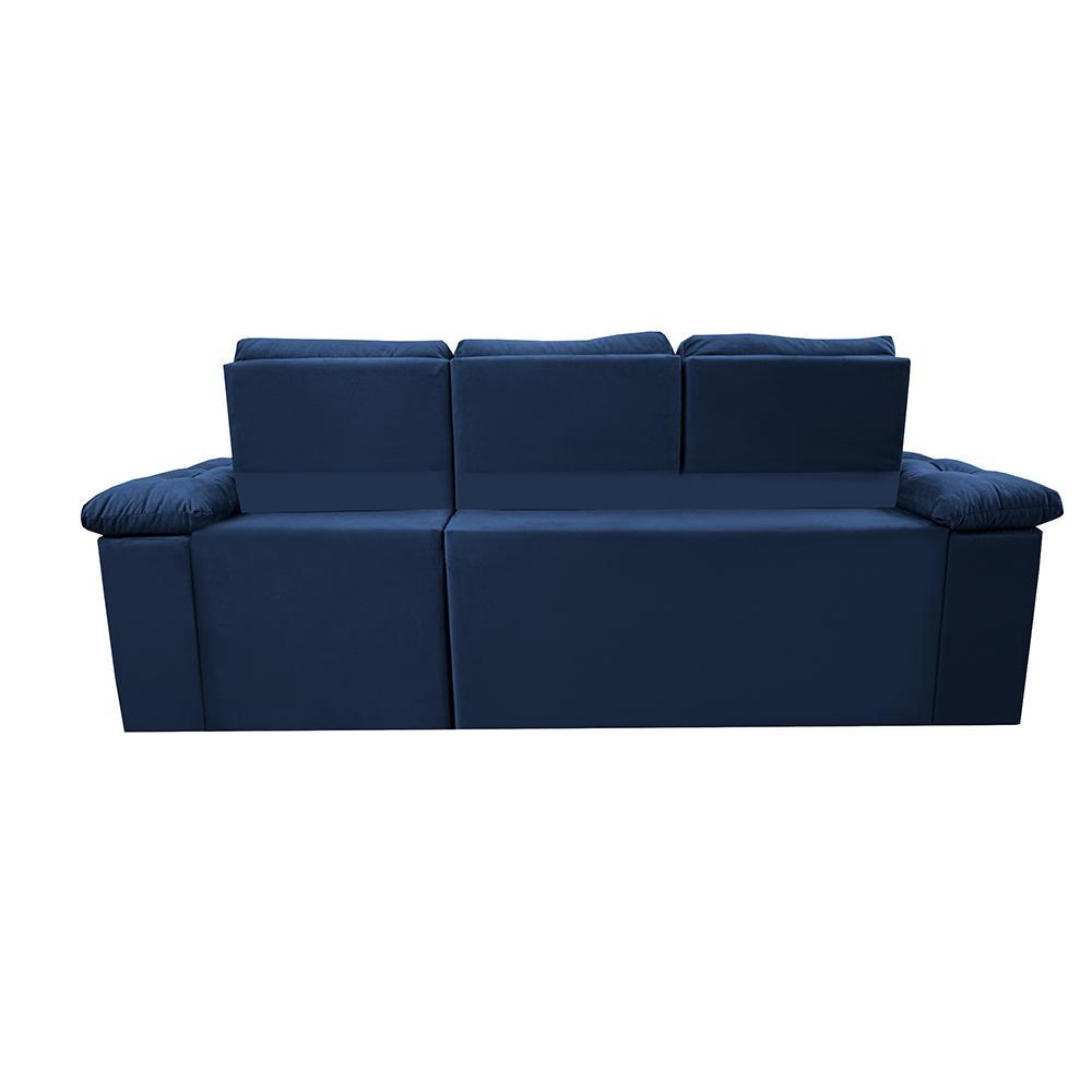 Sofa Itália 2,60 Mts Retrátil e Reclinavel Tecido Suede Azul - Cama InBox - 6