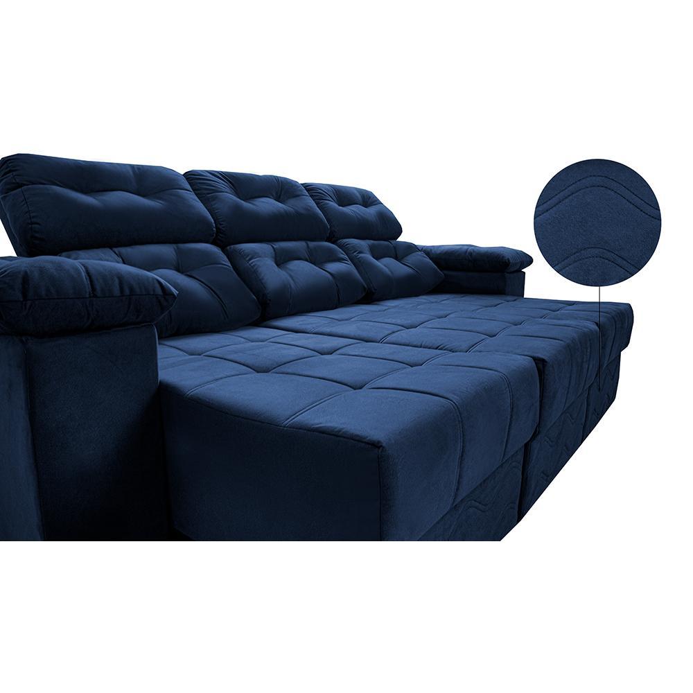 Sofa Itália 2,25 Mts Retrátil e Reclinavel Tecido Suede Azul - Cama InBox - 4