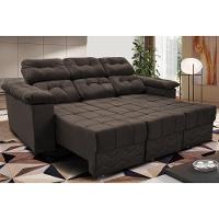 Sofa Itália 2,00 Mts Retrátil e Reclinavel Tecido Suede Café - Cama InBox - 1