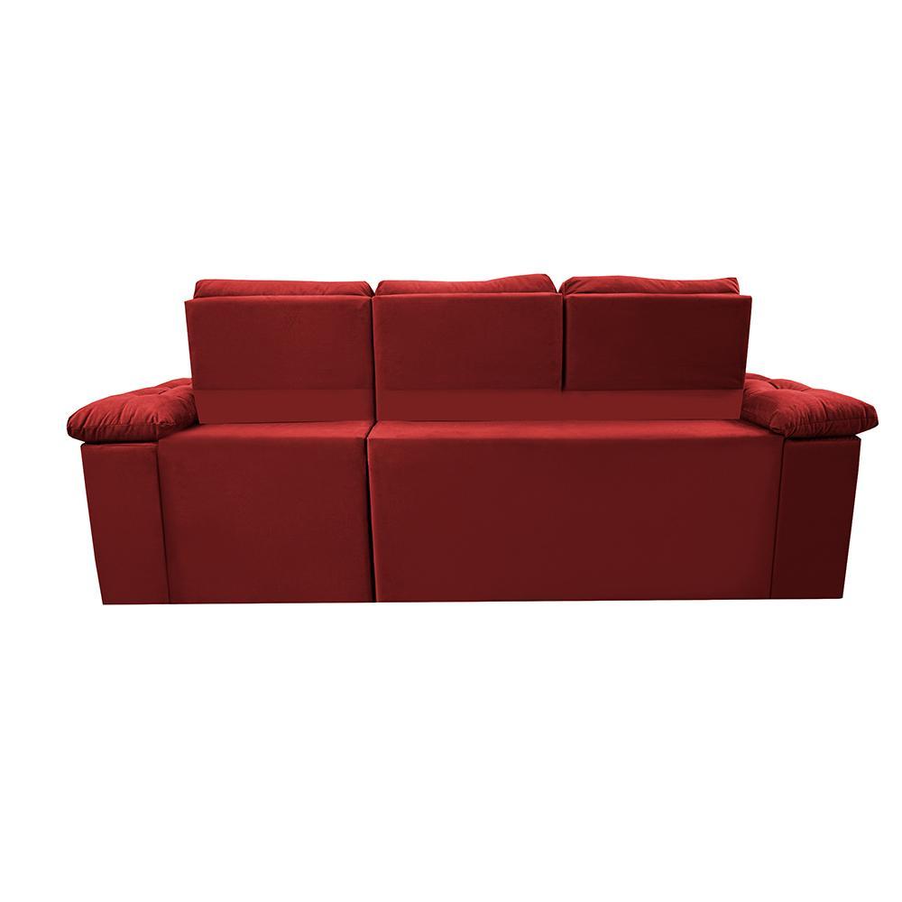 Sofa Itália 2,00 Mts Retrátil e Reclinavel Tecido Suede Vermelho - Cama InBox - 5