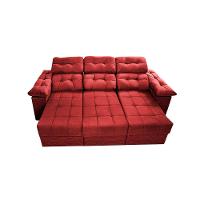 Sofa Itália 2,00 Mts Retrátil e Reclinavel Tecido Suede Vermelho - Cama InBox