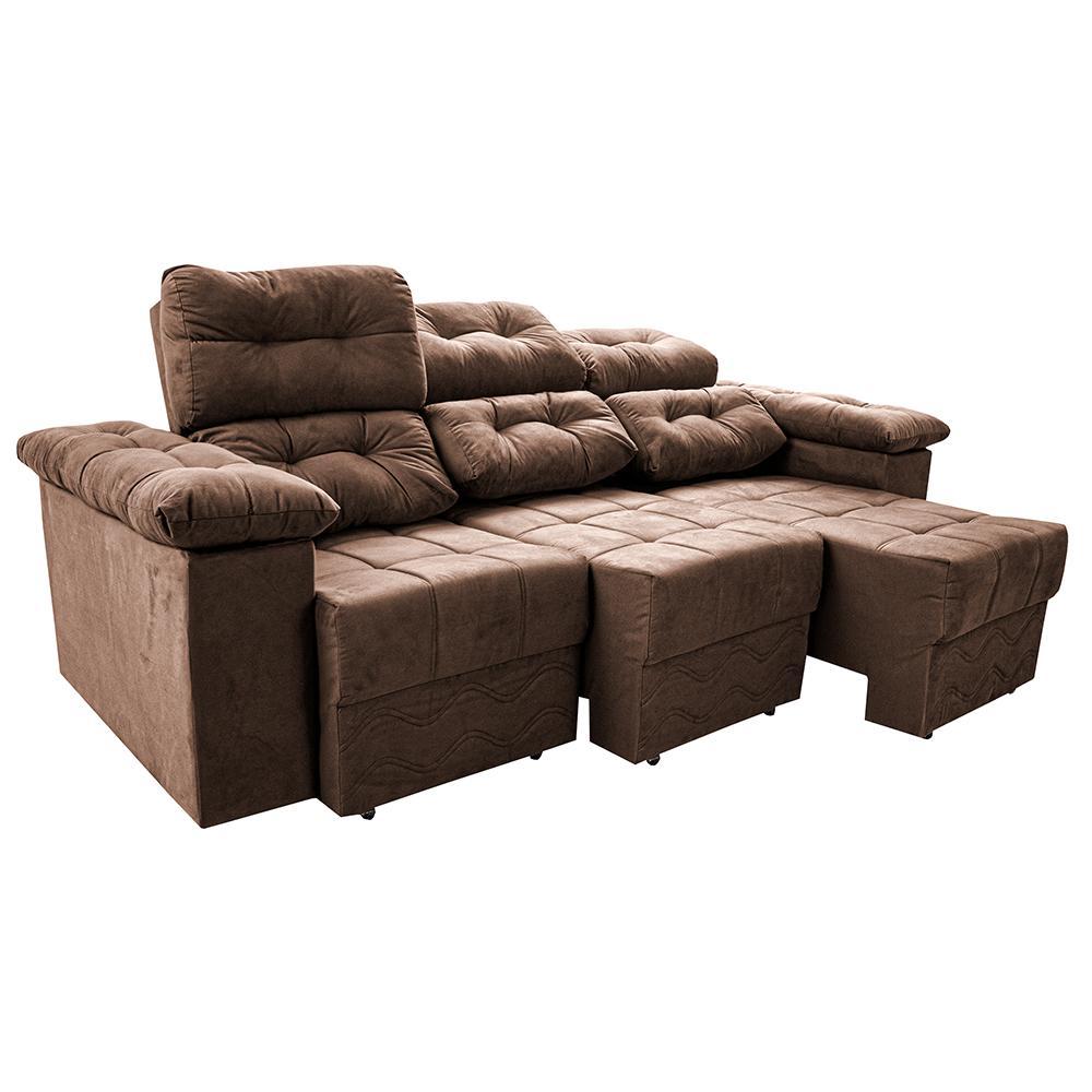 Sofa Itália 2,00 Mts Retrátil e Reclinavel Tecido Suede Castor - Cama InBox - 8