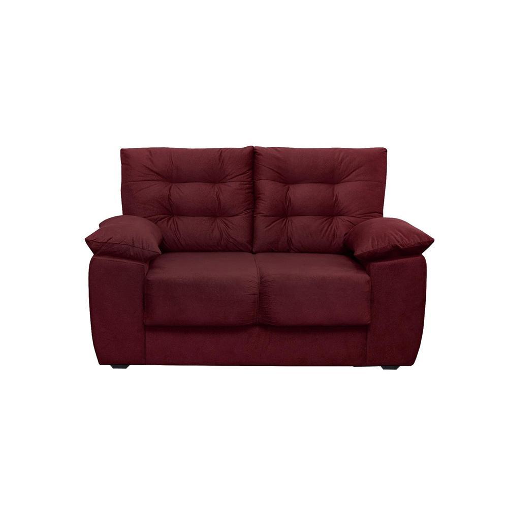 Conjunto de Sofá Luxemburgo 3 e 2 Lugares Tecido Suede Liso Vinho - Moveis Marfim - 2