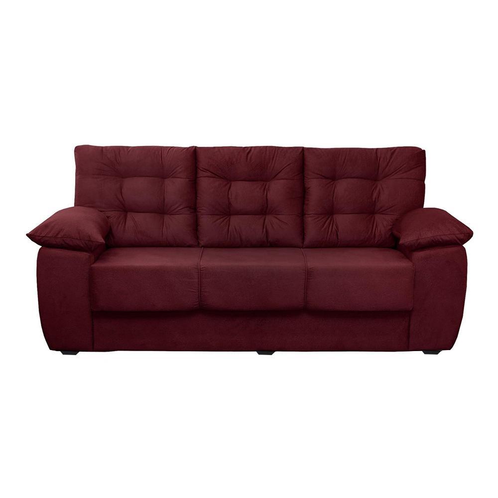 Conjunto de Sofá Luxemburgo 3 e 2 Lugares Tecido Suede Liso Vinho - Moveis Marfim - 3