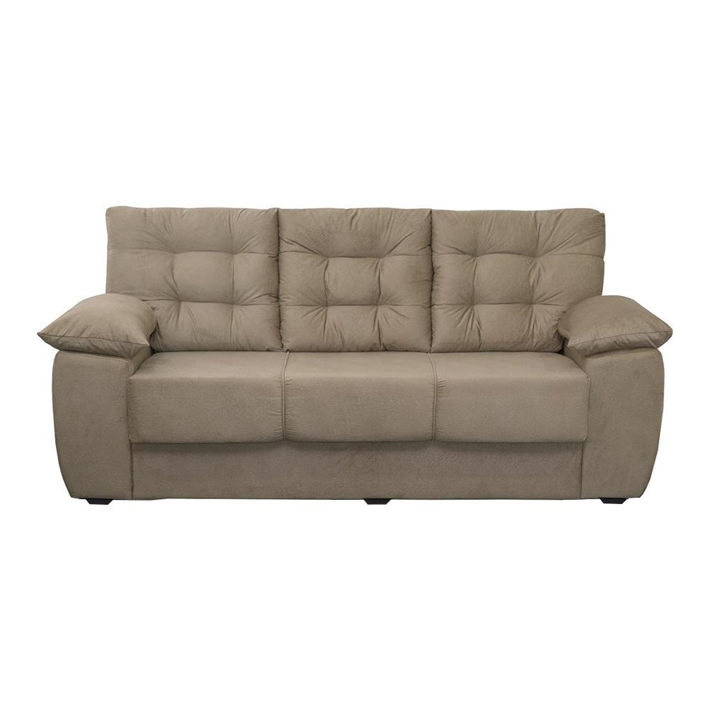 Conjunto de Sofá Luxemburgo 3 e 2 Lugares Tecido Suede Liso Castor - Moveis Marfim - 4