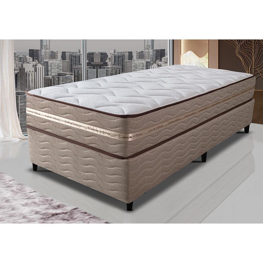Cama Box Solteiro (Colchão + Box) 88x188x60 de Molas Ensacadas Cama inBox Smart Gold Bege - 1