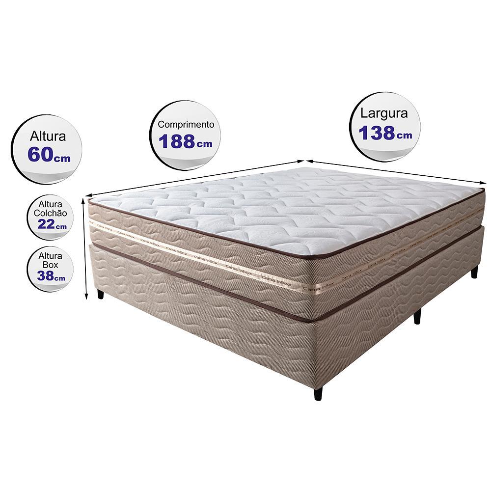 Cama Box Casal (Colchão + Box) 138x188x60 de Molas Ensacadas Cama inBox Smart Gold Bege - 2