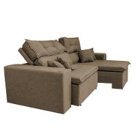 Sofá Cairo 2,72m Retrátil, Reclinável Tecido Suede Castor - 4