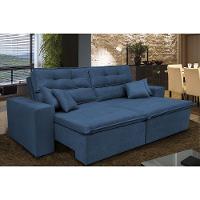 Sofá Cairo 2,52m Retrátil, Reclinável Tecido Suede Azul - 1