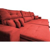 Sofá Cairo 3,52m Retrátil, Reclinável Tecido Suede Vermelho