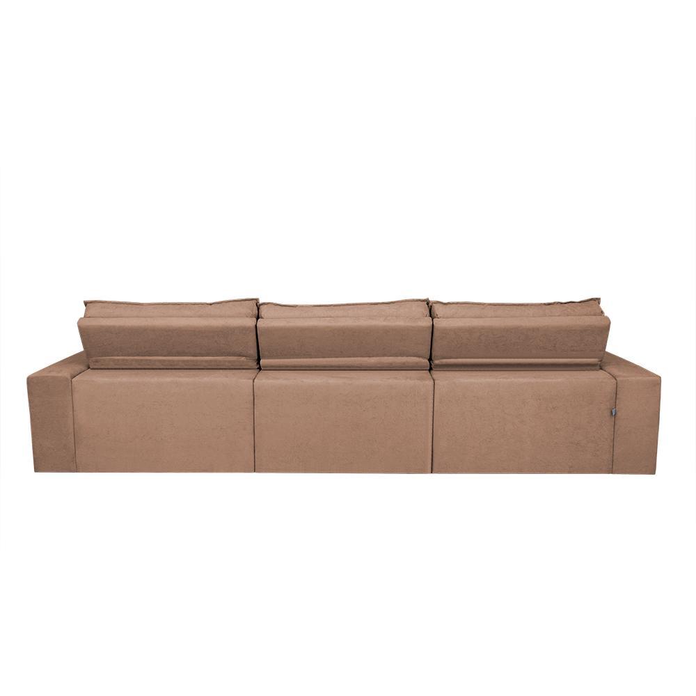 Sofá Cairo 3,52m Retrátil, Reclinável Tecido Suede Castor Cama inBox - 6
