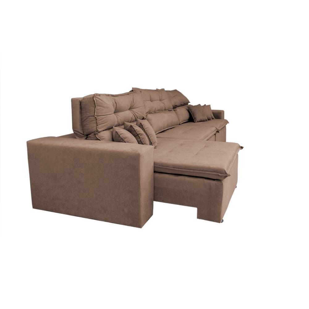 Sofá Cairo 3,52m Retrátil, Reclinável Tecido Suede Castor Cama inBox - 8