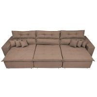 Sofá Cairo 3,52m Retrátil, Reclinável Tecido Suede Castor Cama inBox - 5