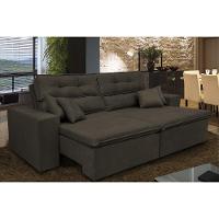 Sofá Cairo 2,52m Retrátil, Reclinável Tecido Suede Café - 1