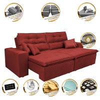 Sofá Cairo 3,12m Retrátil, Reclinável Tecido Suede Vermelho - 3