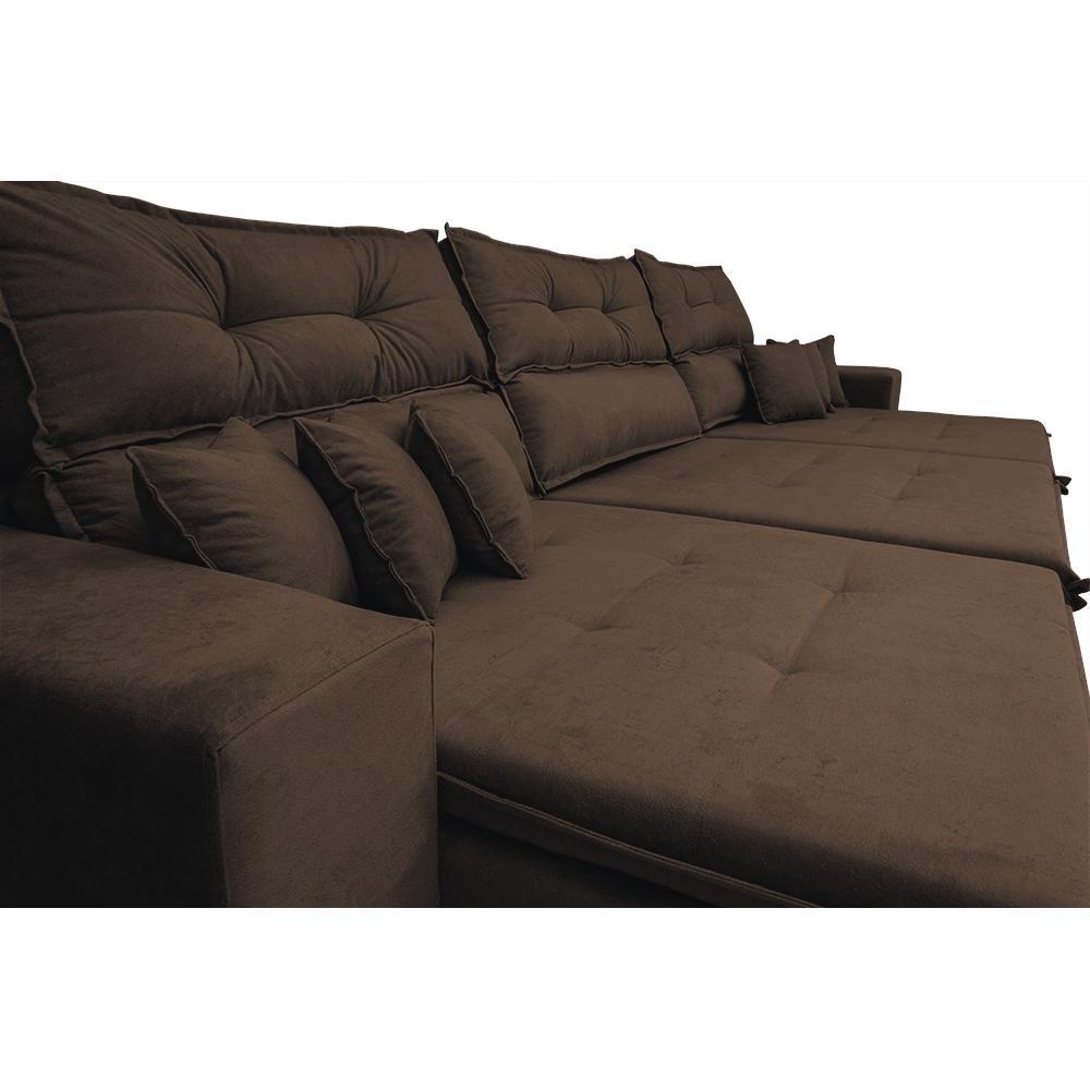 Sofá Cairo 3,52m Retrátil, Reclinável Tecido Suede Café Cama inBox - 4