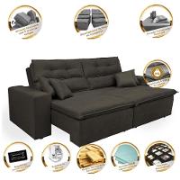 Sofá Cairo 2,32m Retrátil, Reclinável Tecido Suede Café - 3
