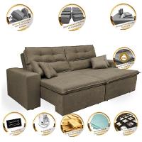 Sofá Cairo 2,92m Retrátil, Reclinável Tecido Suede Castor - 3