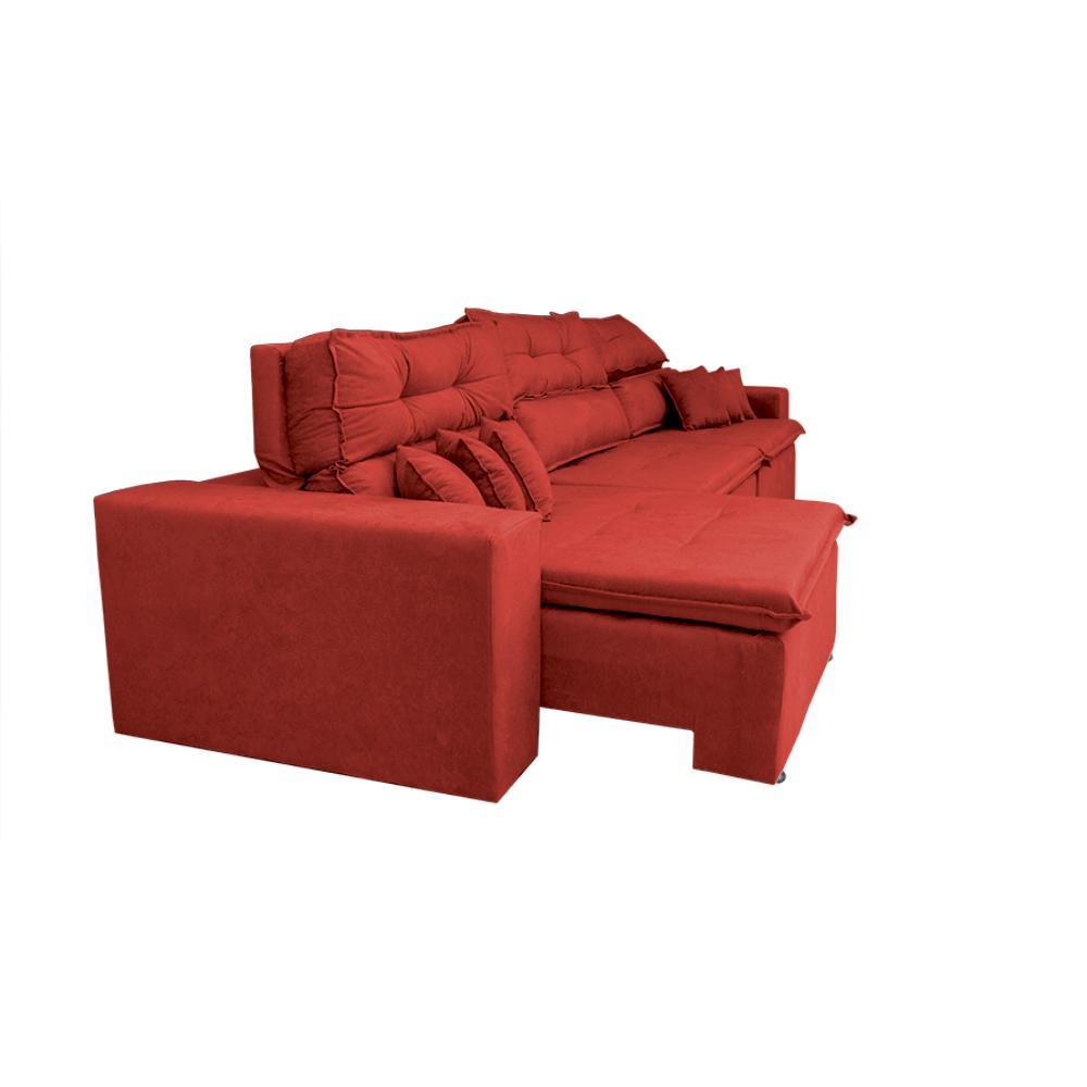 Sofá Cairo 4,12m Retrátil, Reclinável Tecido Suede Vermelho - 8