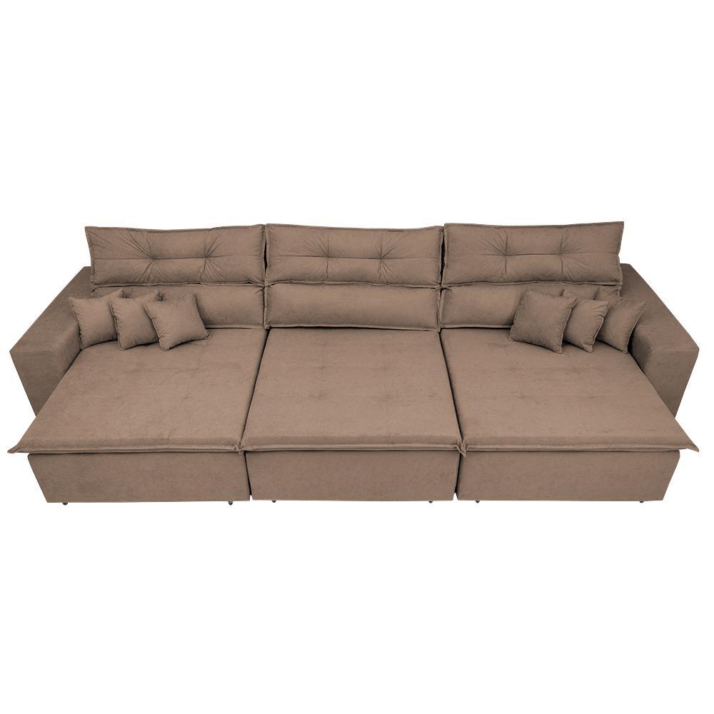 Sofá Cairo 4,12m Retrátil, Reclinável Tecido Suede Castor - 5