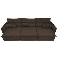 Sofá Cairo 4,12m Retrátil, Reclinável Tecido Suede Café - 5